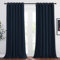 PONY DANCE Extra Breite Gardinen Wohnzimmer Ösenschal 2er Set H 260 x B 200 cm Verdunklungsvorhänge Ösen Dunkelblaue Vorhänge für Große Fenster Thermogardine Wärmeisolierend