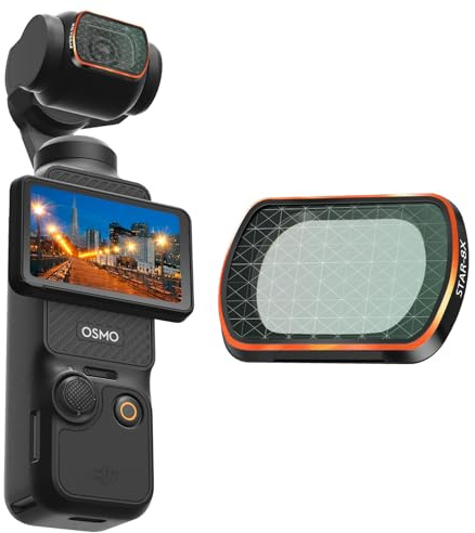 REYGEAK Magnetischer Filterset für DJI Osmo Pocket 3, 4er Pack ND16/N64/ND256/CPL,Filter Kompatibel für DJI Osmo Pocket 3 Kamera Zubehör (Sternfilter)