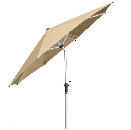 anndora Aluminium Sonnenschirm 300 cm mit Kurbelsystem und Kippfunktion - runder Sonnenschirm Knickschirm 3m Durchmesser für Balkon, Garten Terrasse