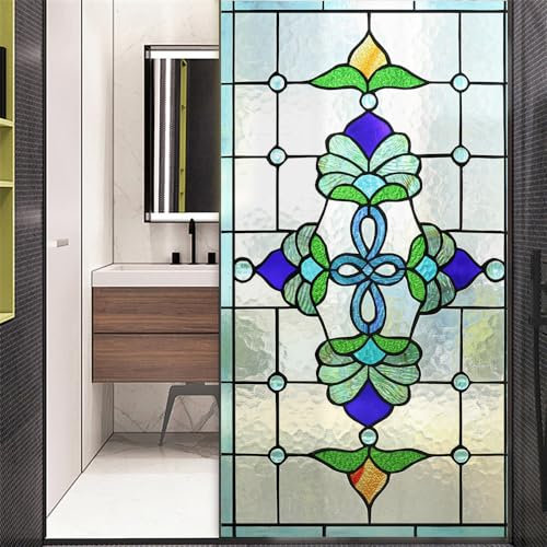 Xijier Decorative Privacy Frosted Window Film - Classical Style Glass Door Window Covering - Home Office - 40x60cm(15.7x23.6)