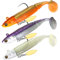 TABKSOLA Gummifische Set, Vormontierte Gummiköder, 6- Stück Set Barschköder, Jig Spinner, Sinkende Köder für Salz und Süßwasser, Geschenk für Männer Zum Angeln.