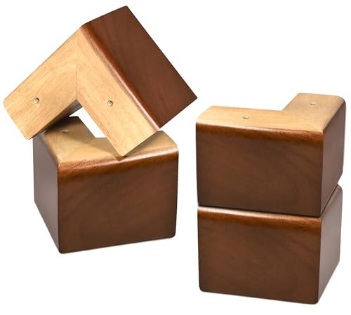 AORYVIC Solid Wood Legs for Furniture, L-Shaped Bed Risers, Furniture Legs for Sofa Couch Dresser Cabinet Table, Couch Sofa Feet, Furniture Risers, Bed Lifters 4 Pack