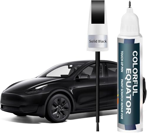 BESCH Stylo Retouche Peinture 12 ml pour Tesla Y X S 3 Highland - Kit de Réparation Peinture de Carrosserie, Solution Rapide (Noir)