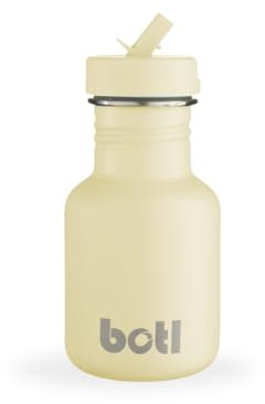 BOTL Tough Canteen Wasserflasche mit passendem auslaufsicherem Strohhalm-Deckel, Edelstahl-Wasserflasche, nicht isoliert, Eco-Flasche, 350 ml (Banana)