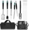 BlueMars 12-Piece BBQ Tool Set with Storage Case – Heavy Duty Stainless Steel Spatula, Fork, Tongs, Basting Brush, Cleaner & Skewers for Outdoor Cooking