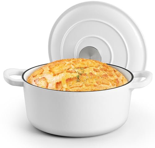 HaSteeL Forno olandese smaltato 3 QT (bianco)