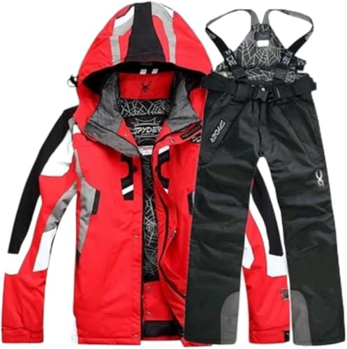 GXQFF Herren-Skianzug, Skijacke Und Hose, Skisport Dick 2-teiliger Schneeanzug, Lässig Im Freien Wind- Für Outdoor-Schnee-Skijacke Und Hosen-Set-E||M
