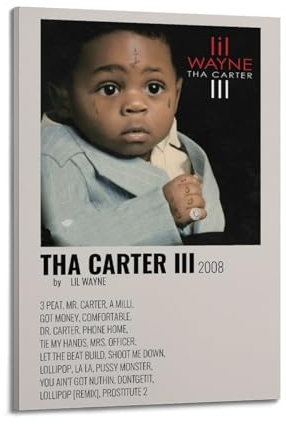 FRAOMHFW Lil Wayne Poster, Wandkunst, Vintage, ästhetisches Poster, dekoratives Gemälde für Wohnzimmer, Schlafzimmer, elegantes Poster, 30 x 45 cm, Rahmenstil