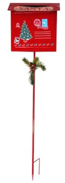 Cassetta Posta Babbo Natale da Giardino 24x8x90h cm Rosso