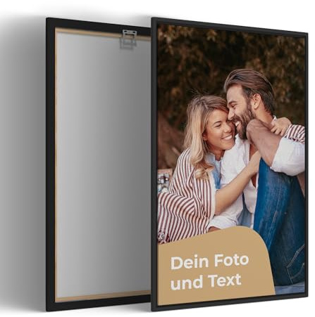 Cimpress Personalisiertes Leinwandbild mit Rahmen, 60 × 90 cm, Hochformat | Leinwand mit eigenem Foto und Text gestalten, Wanddekoration für Zuhause oder Büro Fotogeschenk zu Weihnachten und Feiertagen