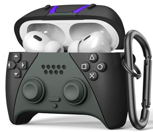 VISOOM Kompatibel mit Airpods Pro 2/1 Generation Hülle, Cute Lustig Cooles Spieler Design Silikon Schutzhülle mit Schlüsselanhänger für Airpods Pro Case(2023/2022/2019), Schwarz