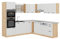 Vicco Eckküche R-Line, Weiß Landhaus/Goldkraft Eiche, 237 x 247 cm, AP Marmor