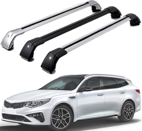 WRUHUA DachträGer RelingträGer für Kia Optima Sportswagon JF Estaet, Dachgepäckträger Aluminium AbschließBar mit Geschlossene Dachreling A Paar,Black-1 Pair