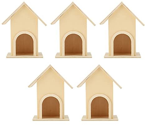 Holz Vogelhaus Vogelfutterer Gartendekoration einzigartige DIY -Handwerksverzierung für Gärten im Freien und Innenräume Set von 5 hochwertigen wetterfesten Holzmaterialien