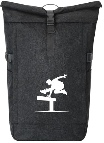 Huuraa Kurierrucksack Parkour Freerunning 30-44 Liter Black Melange Fairtrade Rolltop Rucksack Geschenkidee
