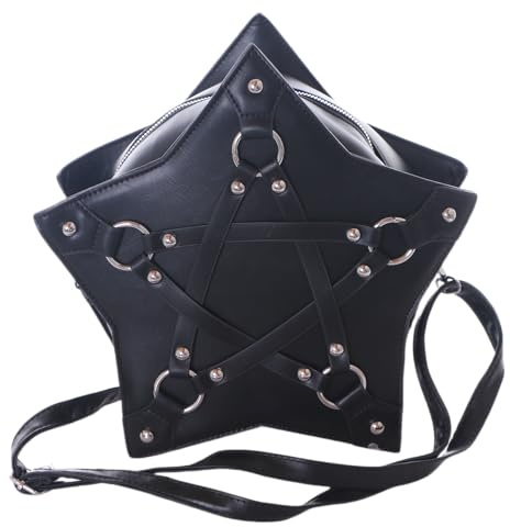 Kawaii-Story LB-6160 Stern Pentagram schwarze Magie Gothik Punk Damen Tasche 29x20x11cm Pu schwarz