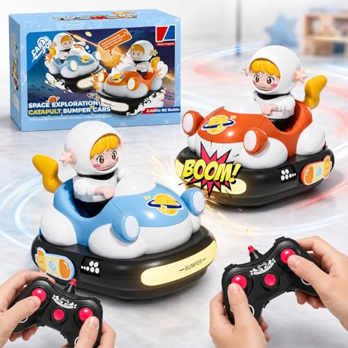 BunnyJOY Ferngesteuertes Auto Junge Mädchen Kinder, 2 RC Bumper Cars, Spielzeug 5 6 7 8 Jahre, Lichtern und Musik, Geschenk
