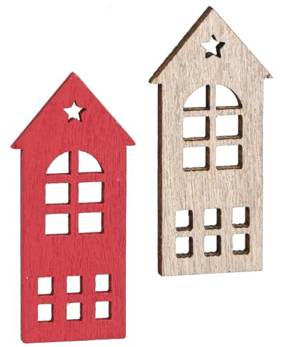 Floristik24 Deko Holzhaus Streudeko Natur Rot 2×4,5cm Weihnachten 72 St