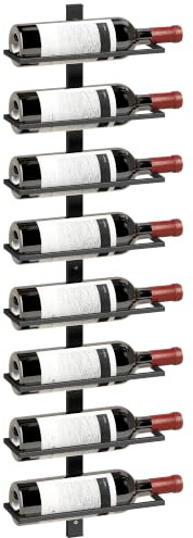 HOMCOM Wine Rack Wall Mounted 8 Tier Metal Wine Display Rack for Bar Black | Storage Holder, Kitchen, Dining Room, Cellar