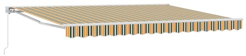 vidaXL Manuell einziehbare Markise Grün und Gelb 4,5 × 3 m, Garten und Terrasse, rechteckige, Moderne, ausziehbare Markise, Perfekter Sonnenschutz, platzsparend, Polyesterstoff