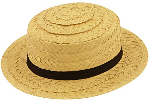 B&S Trendz 1920s Boater Hat Summer Fashion Hat Straw Boater Fancy Hat Accessory
