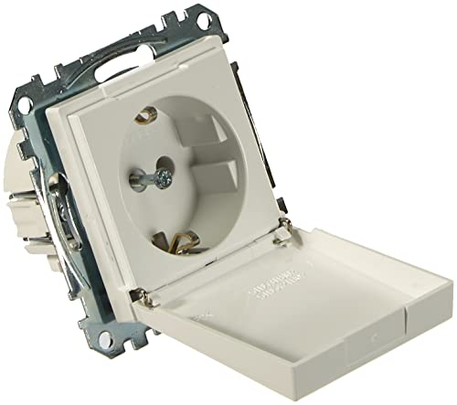 Schneider Electric Merten Schuko-Steckdose mit Klappdeckel, 1-fach, Steckklemmen, System M, aktivweiss glänzend, Artikelnummer MEG2311-0325