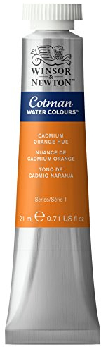 Winsor & Newton 0308090 Cotman Aquarellfarbe mit ausgezeichneter Transparenz, Farbkraft und Verarbeitungseigenschaften, Wasserfarbe 21ml Tube - Kadmiumorange Farbton