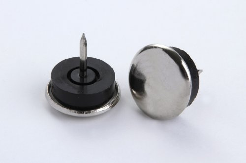 16 Stück Filzgleiter Stuhlbeingleiter Stuhlgleiter Möbelgleiter Bodenschutz mit Stift zum Einschlagen Stahl/Gummi vernickelt/schwarz Durchmesser 23 mm für Teppich geeignet
