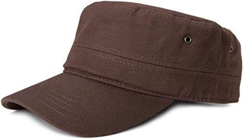 styleBREAKER Unisex Military Cap aus Baumwoll-Canvas | Army Cap mit gebogenem Schirm | verstellbare Schirmmütze für Damen und Herren, Farbe:Dunkelbraun