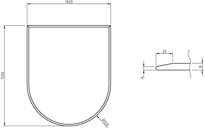HARK Funkenschutzplatte Glas Halbrund 1200 x 1000 mm