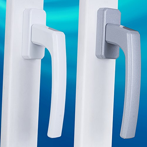 Stahlia Fenstergriffe Silber Aluminium (4 Stück) Balkontürgriff Quadratisch Terrassentür Griff Fensterbeschläge Fenstergriff Fensterolive Fenster Griffe