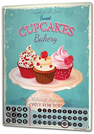 Wandkalender 2019 Jahreskalender Dauerkalender 2020 Kalender 2021 Terminplaner Fotokalender Essen Restaurant Cupcakes Metall Magnet