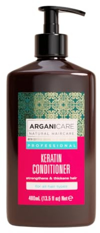 Arganicare | Keratin Restoring Conditioner | All Hair Types | Smoothing and Strength Support | Softness, Shine and Easy Styling | 400 ml