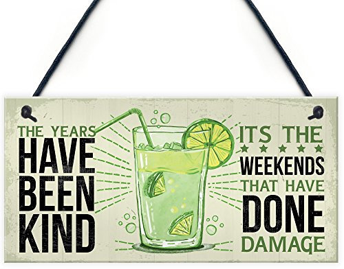 RED OCEAN Funny Alcohol Sign Gin Vodka Prosecco Garden Sign Plaque Home Bar Pub Sign Friendship Gift
