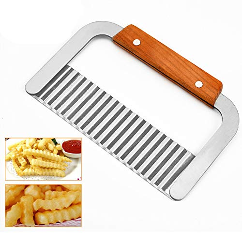 Beunyow Coupe-frites Couteau Ondulé en Acier Inoxydable, Crinkle Outil de Coupe de Cuisine pour Pommes de Terre, Légume, Carottes, Concombres, Savon Fait Main, 18 x 12 cm