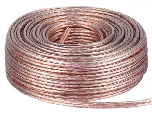 DCSk – 50m - 2 x 1.5mm² - Cable para altavoces – Cable Cobre para altavoces, Adecuado parapara receptores, sistemas estéreo, audio y Hifi, Transparente