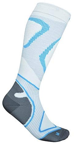 BAUERFEIND Laufsocken Run Performance Compression Socks, 1 Paar Sportsocken (41-43 / XL, Blau-Weiß)