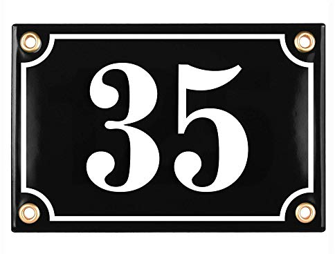 Sosenco Número de casa – 10 x 15 cm – Cerámica esmaltada – Resistente a la intemperie – Personalizado – Placa esmaltada (Negro)