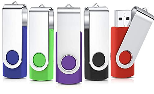 AreTop Clé USB 8Go Lot de 5 Flash Drive Cles USB 2.0 Mémoire Stick Stockage Pivotantes Porte Clef USB U Disque (5 Couleurs Mélangées:Rouge Vert Noir Bleu Violet)