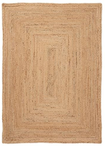 carpetfine Juteteppich Nele Beige handgewebt aus Jute 200x290 cm | Moderner Naturfaserteppich im Boho Style für Wohnzimmer, Küche und im Flur