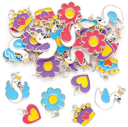 Baker Ross AX874 Anhänger, Schwanenprinzessin, perfekt für Kinder, zur Schmuck- und Broschenherstellung im Frühling, 30 Stück