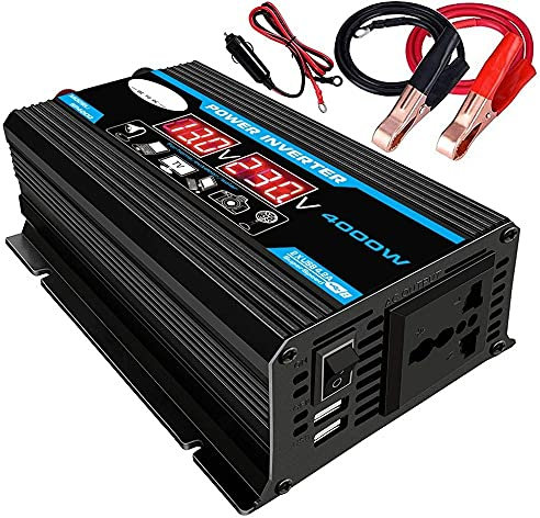Convertisseur Pur Sinus 4000W 12V 220V / 110V AC de Voiture de Voiture Convertisseur Convertisseur de Chargeur Adaptateur d'inverseur Dual USB Transformateur modifié (Color Name : Black 12v 220v)