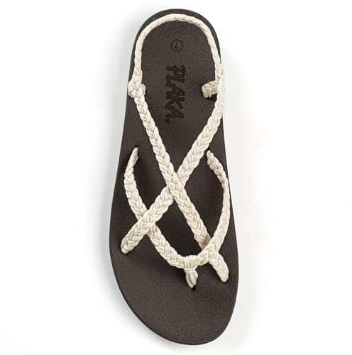 Plaka Lagoon Arch Support Sandals for Women - Comfort Collection, Strappy Braided & Water-Resistant Design - Ideal for Walking, Beach & Summer Use - High-Quality Patented Sole