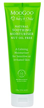 MooGoo Baby Soothing Moisturiser Nut Oil Free - Gentle & Hypoallergenic with 10% MSM for Sensitive, Irritated & Delicate Skin, Paediatrician Approved, for All Ages, 120g / 4.2 oz.