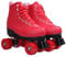 XVBVS Damen Rollschuhe, Fashion Red Zweireihige Skates, Indoor und Outdoor PU Leder High-Top Quad Rollschuhe für Anfänger Erwachsene Kinder Damen Mädchen (38,Rot)