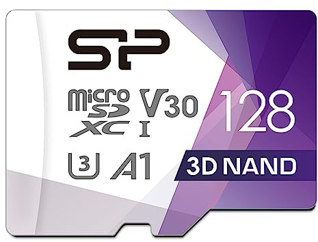 Silicon Power - Scheda di memoria Micro SD U3 SDXC da 128 GB, fino a 100 MB/s, ad alta velocità, per videocamere, DJI Pocket e droni