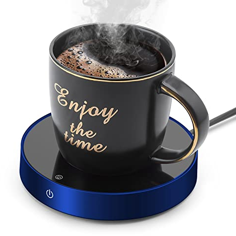 Réchauffe-Tasse à Café Chauffe-café, Chauffe-Tasses, Chauffe-Tasses de Table, Chauffe-Boissons électrique avec 3 réglages de température, avec Protection Auto on/Off et Auto Power Off (Bleu)