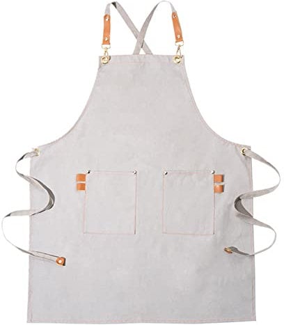 fayengan Arbeit Schürze Leinwand Schürze Werkstatt Werkzeug Schürze Mit Einstellbaren Riemen for Barber, Küche, Gärtner, Cafeshop (Color : Grey, Size : XL)