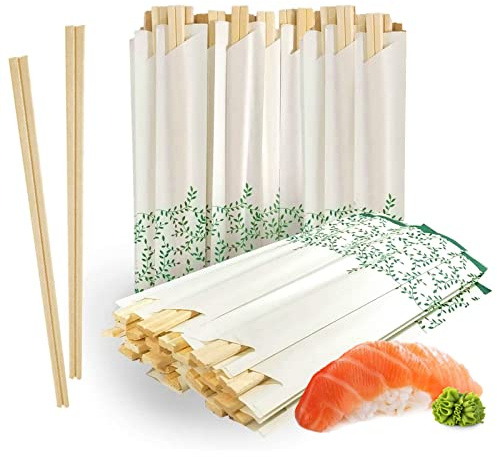 Solid Wooden Chopstick 80 pairs | Individually Wrapped Disposable Chopsticks Bulk | Best for Sushi & Asian Dishes