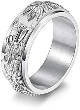 Banemi Eboy Ringe, Punk Vintage Ring Panlong Herrengeschenke zum Geburtstag Einzigartiger Freund Größe 54 (17.2)